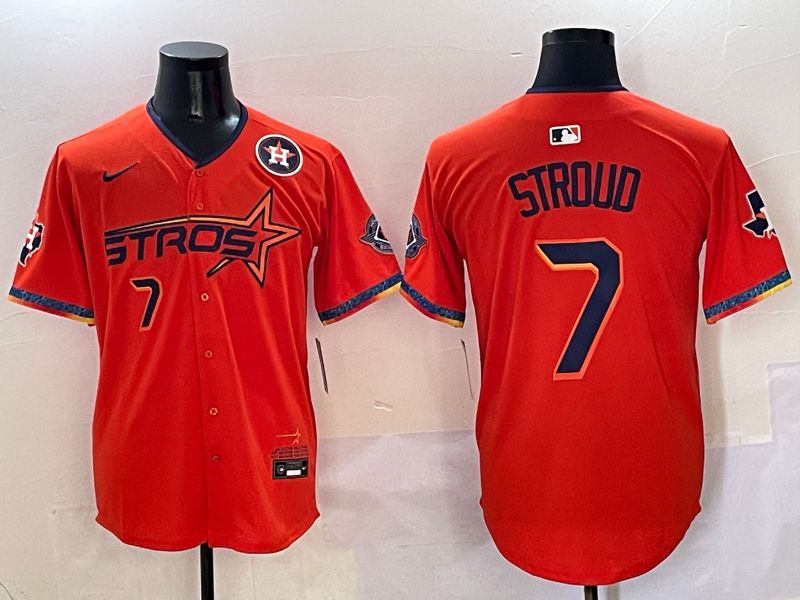 Men Houston Astros #7 Stroud Orange Five generation Joint Name Nike 2025 MLB Jersey style 5